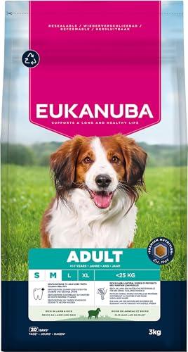 Eukanuba Mangime secco per cani con agnello e riso per razze di taglia piccola e media, mangime secco premium per cani adulti, 3 kg
