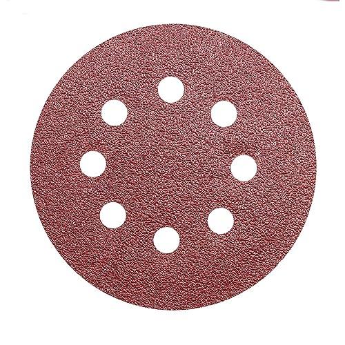 Secwell 20 Pezzi Dischi Abrasivi 180mm Carta Abrasivi a 8 Fori Rotondi di Carta Vetro Abrasiva Grana 80