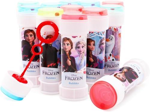 Toyland® Confezione da 12 Frozen Bolle con Bacchette, Soluzione da 60ml e Coperchio Labirinto Originale - Giocattoli per Soldi da Tasca e Sacchetti