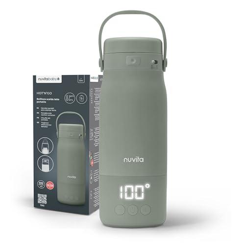 Nuvita 1190 Bollitore Scalda Latte Portatile 500ml – Scaldabiberon Wireless con Batteria Ricaricabile, 3 Temperature Selezionabili 37°/55°/100°, Mantiene Caldo fino a 12h, Ideale per Latte, Tisane