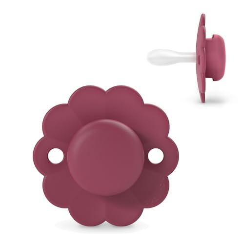 Suavinex, Ciuccio per Neonati 6/18 Mesi, Ciuccio Rotondo con Tettarella in Silicone SX Pro, Tettarella Simmetrica, Piatta e Flessibile, Rispetta lo Sviluppo del palato, Wonder, Magenta