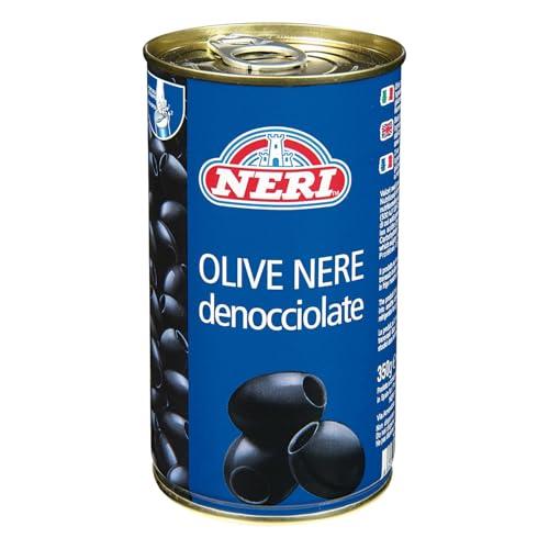 Neri Sottoli - Olive Nere Denocciolate, Ideali per Tutti i tipi di Ricette o come Accompagnamento a Primi o Secondi piatti, per Tutti i tipi di Palati - Confezione da 370 g
