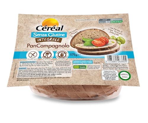 CÉRÉAL PAN CAMPAGNOLO INTEGRALE, Pane senza glutine e lattosio, Con lievito madre, A base di farina di grano saraceno integrale, ottimo per colazione, pranzo e cena, 175 gr
