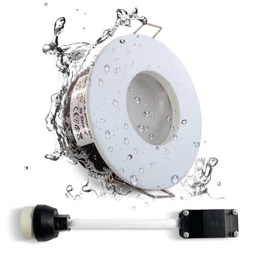 Sweier IP65 Faretto da Incasso per Bagno, Colore Bianco (Lampadine non Incluse), GU10 Impermeabile (Incluso Attacco GU10), AC 220-240 V, Apertura 68 mm, Confezione da 1 Pezzo