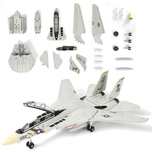 SEBUNAS Kit modello di aereo da caccia F-14 Tomcat in scala 1:72, modello di aereo giocattolo militare F-14 in plastica con supporto (36 pezzi)