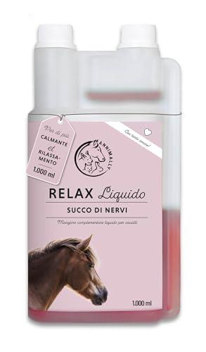 Relax Liquid per cavalli 1000ml, succo calmante per cavalli con valeriana, luppolo, triptofan, B12, magnesio e calcio liquido - Contro l'ansia, lo stress e per il trasporto