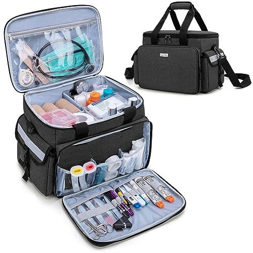 CURMIO Borsa Medica per Aiuti Sanitari a Domicilio Con Tracolla e 2 Divisori Staccabili per Infermiere, Fisioterapisti, Medici, Personale Sanitario - SOLO BORSA, Nero