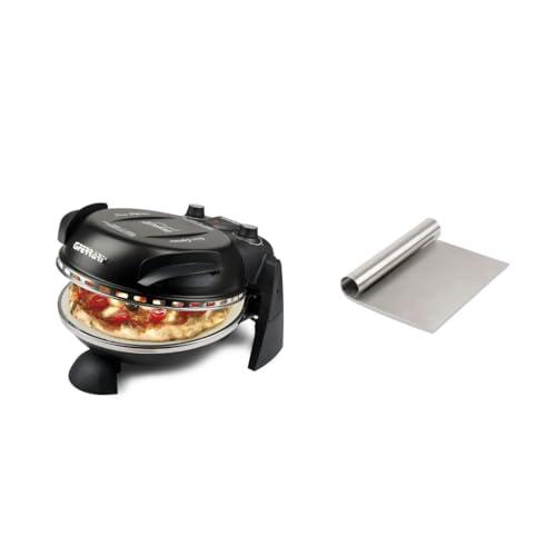 G3 Ferrari G10006 Forno Pizza Express Delizia Nero, Doppia resistenza riscaldante, Ricettario e Palette inclusi + R10006RS Raschietto Porzionatore INOX