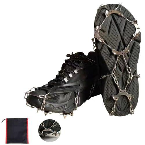 YQBFTC Ramponi per Scarponi,Ramponi da Ghiaccio per Scarponi 10 Denti 201 Copertura in Acciaio Ramponcini per Scarpe da Trekking Trail Running da Antiscivolo per Montagna Campeggio Alpinismo Inverno