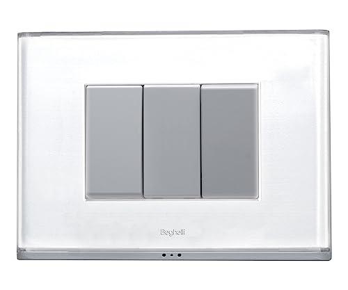 Beghelli - Placca Interruttore - Placca Brain Classic Con Sistema Di Illuminazione, Con Batteria Di Emergenza, Colore: Bianco