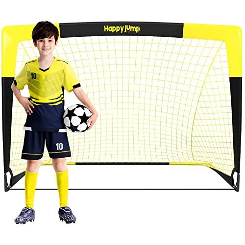 Happy Jump Porta da Calcio Rete da Calcio per Bambini Giardino Allenamento Regalo x1 (4'x3', Nero+Giallo)