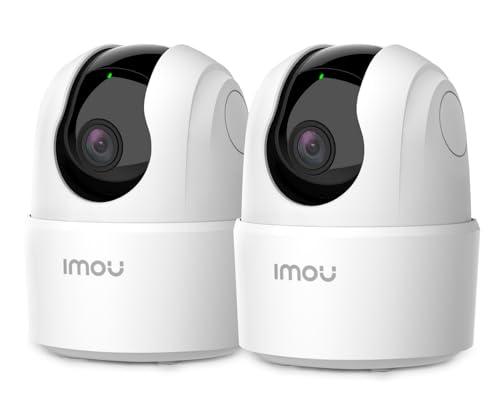 Imou Kit Telecamera Wi-Fi Interno 3MP, 2K Videocamera di Sorveglianza, Tracciamento del Movimento con Sirena, con Rilevamento Umano, Audio Bidirezionale, Funziona con Alexa, 2.4ghz, Ranger 2C Pack2