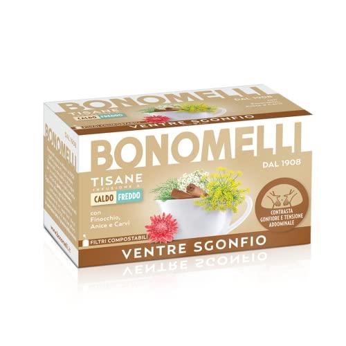 Bonomelli, Tisane Funzionali, Ventre Sgonfio, 16 Filtri, Integratore alimentare, con Finocchio, Anice e Carvi, Contrasta gonfiore e Tensione Addominale (32g)