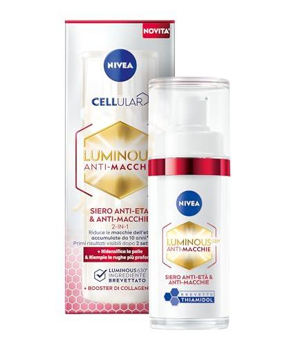 NIVEA Cellular Luminous630 Siero Anti-Età 30 ml, Siero viso antirughe, macchie e segni del tempo, Siero viso acido ialuronico con booster di collagene, Siero antimacchia viso giorno e notte