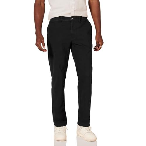 Amazon Essentials Pantaloni Chino Elasticizzati Casual vestibilità Aderente Uomo, Nero, 32W / 30L