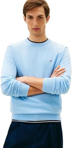 Tommy Hilfiger Maglione da Uomo Essential SSNL Cotton Crew Neck MW0MW39999, Blu, M, Blu (Well Water), M