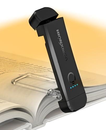 HIONXMGA Luce per Lettura Libri a Letto,Luce da Lettura a LED portatile con clip,3 Colori ambra e regolazione continua della luminosità,Lampada Lettura ricaricabile USB,perfetta per Amanti dei Libri