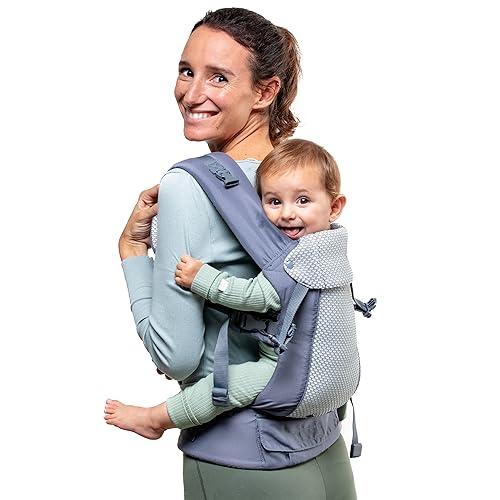 Beco Gemini Marsupio Neonato Ergonomico da 3,2 a 15,8 kg (7–35 lbs) - Posizione a M, Seduta Regolabile - Marsupio da Neonato a Bambino - Mesh 3D traspirante (Grigio Scuro)