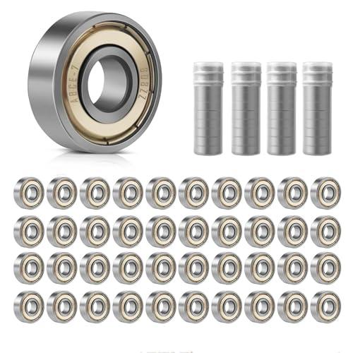 Cuscinetti a sfera 608 ZZ, confezione da 40 pezzi, 8 mm x 22 mm x 7 mm, in metallo, doppio shielded in miniatura, cuscinetti a sfera 8 x 22 x 7 mm, per skateboard, scooter in linea