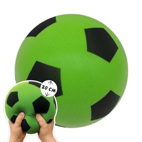 alldoro- Palla in gommapiuma, 20 cm, 153 g, Verde, a Forma di Calcio Schiuma, Colore, 63104