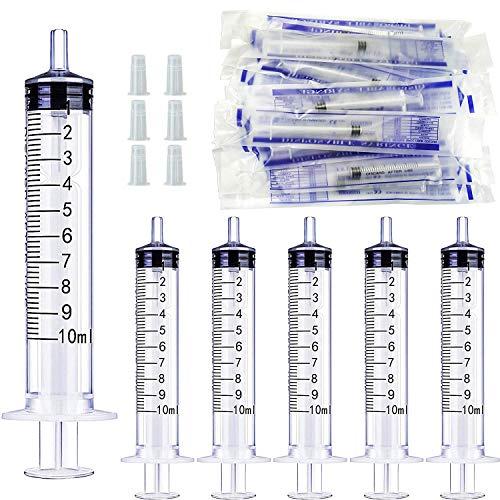 Gebildet 20pcs 10ml Asettico Siringa(Senza Ago)con Tappi,Siringa di Plastica,Siringhe Monouso Per l'alimentazione di Piccoli Animali Domestici e Laboratorio di Scienze ecc