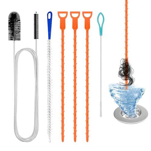 6 Pezzi Stura Lavandini e Scarichi, Flessibile Forte Sbloccatore di Scarico, Spazzole Pulizia Professionali, Riutilizzabile Spazzola Pulizia Tubi,per Cucine Vasche Bagno Servizi Igienici Fognature