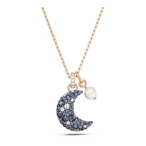 Swarovski Pendente Luna, Crystal Pearl, Luna, Multicolore, Placcato color oro rosa