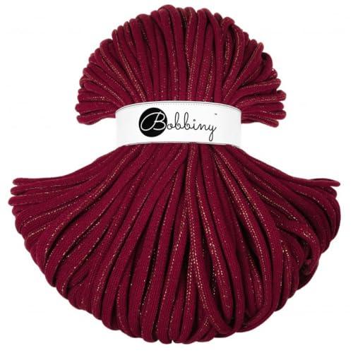 BOBBINY Cordoncino intrecciato Jumbo da 9 mm, 1200 g, filato macramè, 50 colori, 100 m, colore: rosso vino dorato