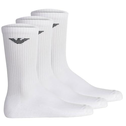 Emporio Armani Casual Cotton 3-Pack Sneaker Socks Calzini 3, Bianco/Bianco/Bianco, L-XL Uomo