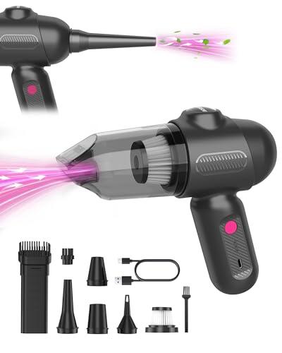 Aspirapolvere Portatile Senza Fili, 8kPa Aspirabriciole Potente Con Fili, 4 in 1 Mini Aspirapolvere Auto Senza Fili, 4000mAh USB-C Ricaricabile Aspirapolvere Piccolo per Ufficio, Pulizia Cas,Nero