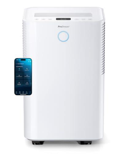 Pro Breeze OmniDry Deumidificatore Casa Muffa 20L/Giorno con Serbatoio da 4L e WiFi, Asciugatura Vestiti, sensore di umidità, Timer 24H, modalità Notturna per umidità, Muffa e condensa (30 m²)