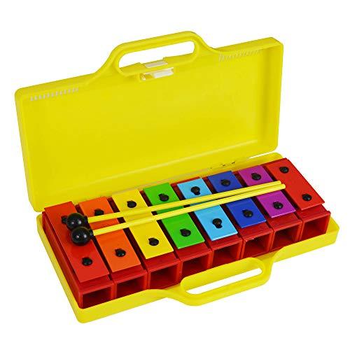 A-Star Colorful Chime Bar Set di 8 Xilofono Soprano Diatonico Arcobaleno Glockenspiel con Due Battenti e Custodia Gialla Solida - C6 a C7