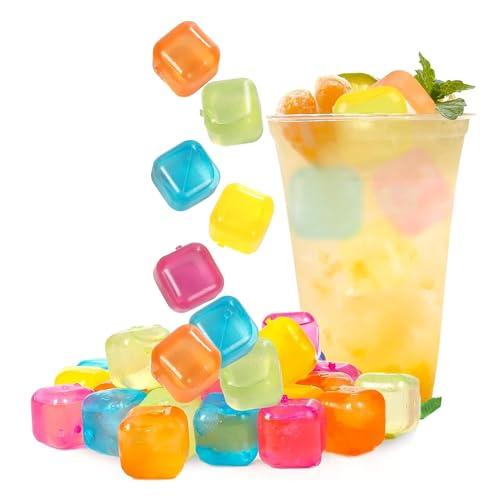 XoeLLe 24 Pezzi Cubetti di Ghiaccio Riutilizzabili con Acqua Pura, Sostituto del Cubetti di Ghiaccio Colorati Ghiacciolini per Raffreddare Bevande Drink Ice Cubes per Feste e Compleanni