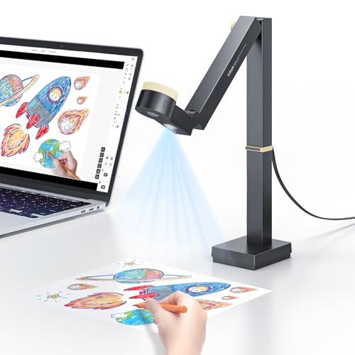 CZUR Fancy S Pro 12 MP Fotocamera per Documenti, Pieghevole Visualizzatore, Risoluzione 4K, Webcam 1080P@60 FPS, Doppio Autofocus, Campo Visivo A3, con Luce LED e MIC, er macOS e Windows (Grigio)