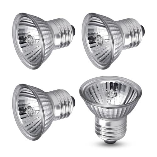 Akynite Lampadina E27 UVA UVB per Tartarughe di Terra, Lampade Riscaldanti E27 50W Dimmerabile Luce Calda 2700K, Luce per Terrario, AC 220V, Lampadina Riscaldante e Basking per Rettili, 4 pezzi