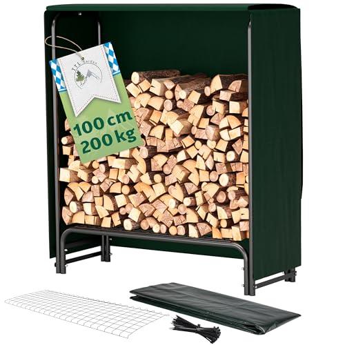 TTL Garden - Scaffale per legna da ardere, misura S, 100 x 36 x 116 cm, con copertura – per interni ed esterni fino a 200 kg, in legno resistente alle intemperie, telaio tubolare in acciaio