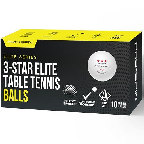 PRO-SPIN palline da ping pong serie Elite - Palline da ping pong bianche 3 stelle di alta qualità | Palline da torneo in ABS 40+| Sfericità Perfetta per uno spin e un rimbalzo ottimali