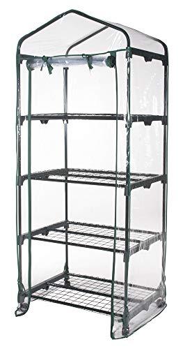 VERDELOOK | Serra a 4 Ripiani con Ruote in Acciaio Verniciato con Telo Trasparente in PVC, 69x49x157 cm, Serra da Giardino e Balcone, per Protezione Piante, per Giardinaggio