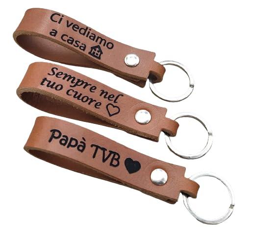 Portachiavi Vera Pelle Personalizzato Nome, Messaggio, Frase, Idea Regalo Portachiavi, Portachiavi cuoio Uomo Donna