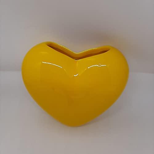Umidificatore per termosifone in ceramica a forma di cuore - ottima idea regalo (GIALLO)