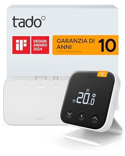 tado° Termostato X intelligente senza fili - Kit di base con termostato ambiente, Bridge X e supporto, controllo con app e Smart Speaker (Alexa, Siri, Google Assistant)