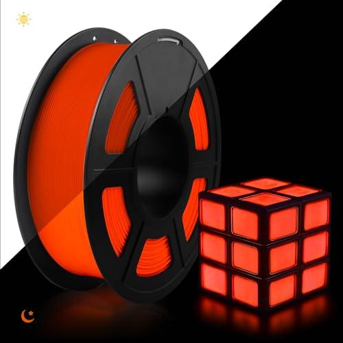 TECBEARS Filamento PLA 1.75mm Glow in the Dark Rosso, Filamento PLA Luminescente nel Buio, Alta Intensità di Luce e Lunga Durata di Illuminazione, Bobina da 1kg, Rosso Fluorescente