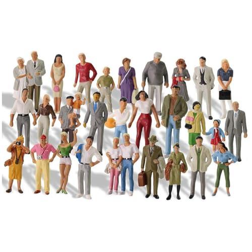 HAPZUR Set di 50 Piccole 1:87 Figure Dipinte Colorate Figurine de Miniature Figure in Diverse Pose Modello Figurine di Modellini di Treni Proporzione in Miniatura Statuina