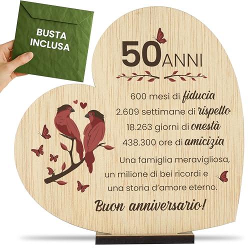 CONTRAXT Regalo per Nozze d'Oro 50° Anniversario di Matrimonio Idea Regalo Originale per Genitori Mamma e Papà Biglietto di Auguri 50 Anni (50 Anni)
