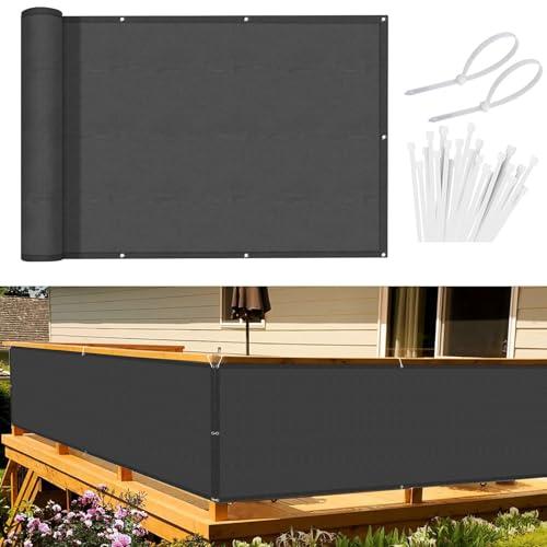 Sunnylaxx Frangivisto Balcone per Protezione 90x800 cm,Schermo Privacy,Recinzione Copertura per Privacy Balcone PES,per Balcone Giardino terrazza,con Occhielli e Fascetta, Antracite