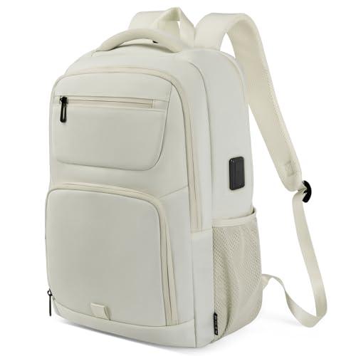 BJIAX 35 Litri Impermeabile 15.6 Pollici Zaino Uomo per PC Portatile con Caricatore USB Zaino da lavoro per Laptop, Computer, Notebook, Viaggio Regalo Uomo - Beige
