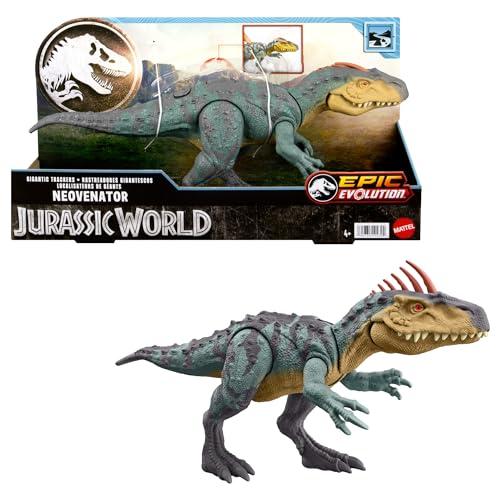 Mattel Jurassic World - Neovenator Predatori Giganti, dinosauro lungo 35+ cm con azione d'attacco specifica con morso e cresta evoluta, dettagli realistici, giocattolo per bambini, 4+ anni, HTK78