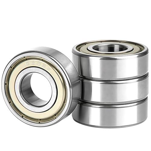 4 Pezzi 6202ZZ Cuscinetti a Sfera a doppia tenuta, 15x35x11mm Acciaio al cromo e Pre-lubrificati, 6202Z Cuscinetto a Sfere a Gola Profonda, per Stampanti 3D, Skateboard, Longboard