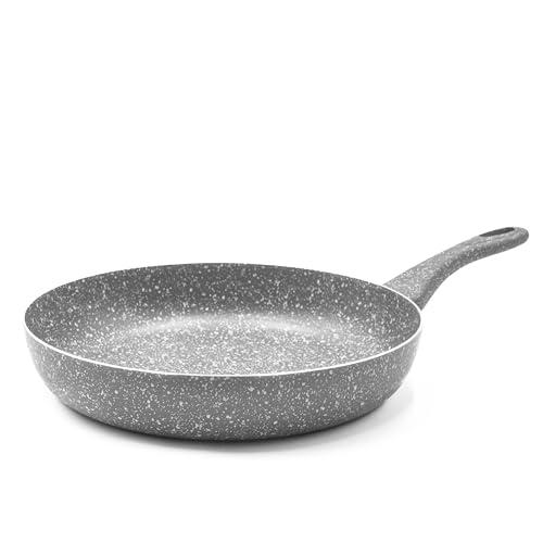 Zanetti Pietra Rara Padella Antiaderente Padella con Alluminio Manico Soft Touch Alta Resistenza, 32 cm Diametro, colore Grigio, Made in Italy