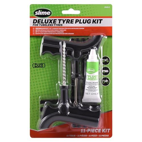 Slime 2040-5 Kit di riparazione pneumatici con tappi, Deluxe, contiene cordini, attrezzi e colla, 11 pezzi